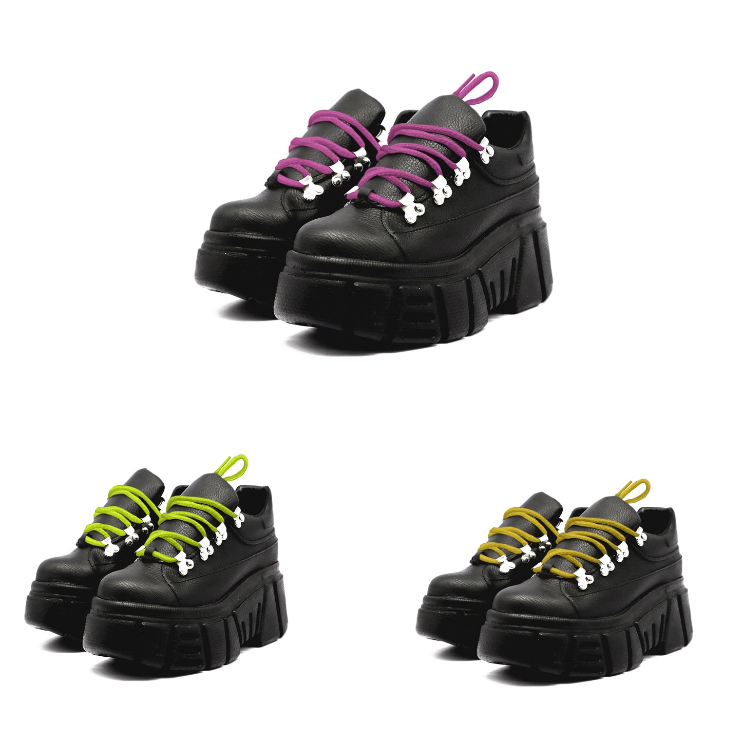 Kit Tenis mujer plataforma Negro + Cordones