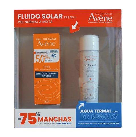 Avene Kit Protector Solar Fluido 50+ 50 ml + Agua Termal 50 ml
