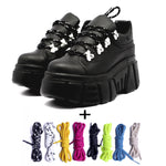 Kit Tenis mujer plataforma Negro + Cordones